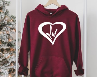 Sign Language I love You Heart Shirt, ASL Love Hoodie, American Sign Language Shirt, I Love You Tee, Heart Hoodie, Deaf Tee, Kindness Shirt