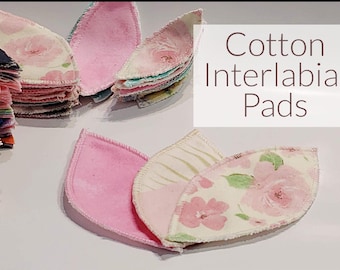 Cotton Flannel Interlabial Pads - Reusable Cloth Mini Pads, Petal Shape