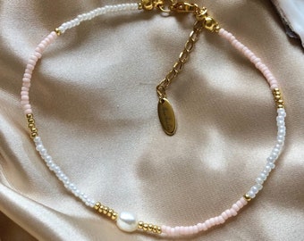 Pastel beaded Pearl Anklet | Beach Girl Anklet | Elegant anklet | Pearl Anklet  | Beaded Holiday Anklet | Summer beaded anklet | Boho Beachy