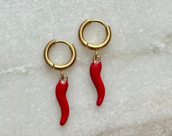 Chili Earrings | Gold Chili Charm | Chili Charm Earrings | Cute Earrings | Handmade | Y2K Earrings | Chili Pepper Earrings | Red Chili