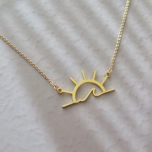 Rising Sun Necklace | Wave Charm Necklace | Sun charm necklace | Wave and Sun | Ocean Lover | Cute Summer Necklace | Wave | Rising Sun