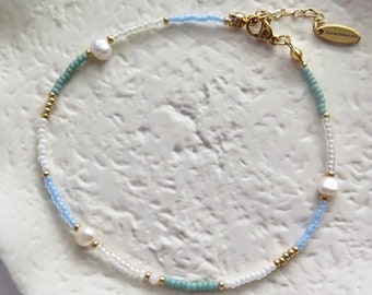 Ocean Anklet | Beach Anklet | Beaded Anklet | Ocean Lover | Handmade Jewellery | Pearl Anklet | Beaded Jewellery | Beach Jewellery