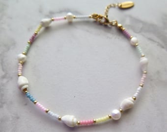 Shell Anklet | Shell Ankle Bracelet | Beaded Anklet | Beach Jewellery | Surfer Jewellery | Cute Anklet | Shells and Pearls | Colourful