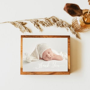 Thank You Photo Birth Announcement Card, Baby Boy Announcement Card Template, Newborn Announcement, Birth Announcement, Baby Announcement