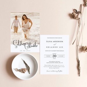 Minimal Wedding Invitation with Photo Template, Modern Invitations, Photo Wedding Card, Invitation Template, Online Photo Wedding Invitation