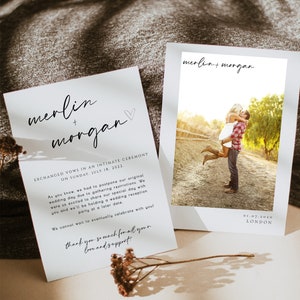 Photo Wedding Announcement Template, Photo Elopement Announcement, We Got Married, Private Wedding Invite, Minimalist Elopement Card,Digital