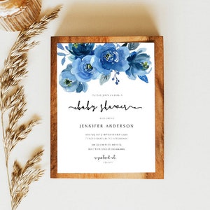 Navy Blue Baby Shower Invite, INSTANT DOWNLOAD, Baby boy, Baby Girl, Shower invite, Gender Neutral Baby, New Boy Baby Card, DIGITAL Download