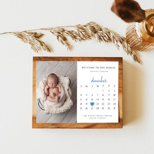 Birth Announcement Calendar, Pregnancy card, Baby on the way, Newborn Announcement, Announcement to husband, Grandparents, Baby Announcement