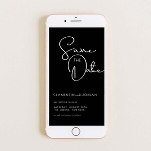 Black Electronic Save the Date Template, Save the Date Electronic, Online Save the Date Template Black, Text Message Save the Dates, Evite