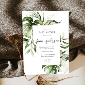 Greenery Baby Shower Invite, INSTANT DOWNLOAD, Baby boy, Baby Girl, Shower invite, Gender Neutral Baby, New Boy Baby Card, DIGITAL Download