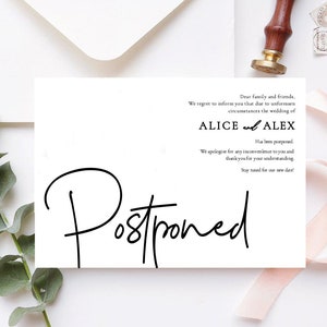 Postpone Wedding, Cancel Wedding, Postpone Editable, Change of Date Template, Postpone Announcement, Cancellation Wedding