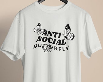 Camiseta Mariposa Antisocial: Arte de mariposa sepia vintage