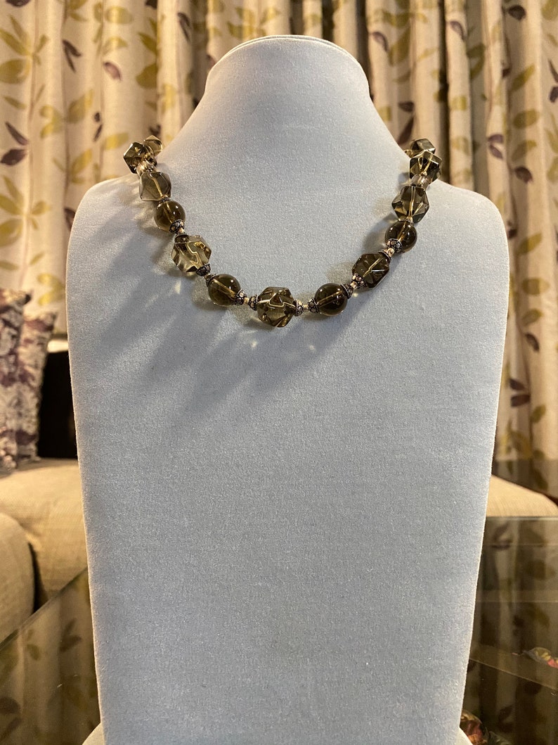 Women necklace Brown and Grey Geometric Beads Necklace Brown Stones Necklace Necklace for all occasions Semi Precious Stone Necklace