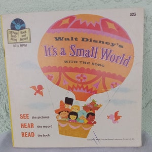 Vintage Book and Record Set-It's a Small World Book and Record Set-33 1/3 RPM-24 Page Soft Book-Retro Pictures-1968-Retro Book and Record