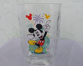 Vintage Disney 2000 Celebration Tumbler-Vintage Mickey Mouse Glass-2000 Celebration Commemorative Glass-McDonalds-Magic Kingdom-Drinkware