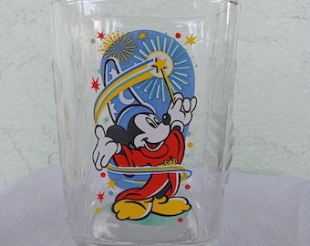 Vintage Disney Glass-Vintage Mickey Mouse Glass-Disney 2000 Celebration Glass-Epcot-McDonalds Disney Celebration Glass-The Magician-Mickey