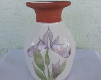 Vintage Emerson Creek Pottery-Terra Cotta Pottery-Glazed Vase-Emerson Creek Pottery-Bedford Virginia-Redware Vase-Studio Pottery-Floral Vase
