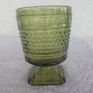 Vintage Napco Vase-Avocado Green Glass Vase-Napco-Candy Dish-Green Glass Planter-Compote-Pedestal Bowl-Hobnail Design-Vintage Glassware-