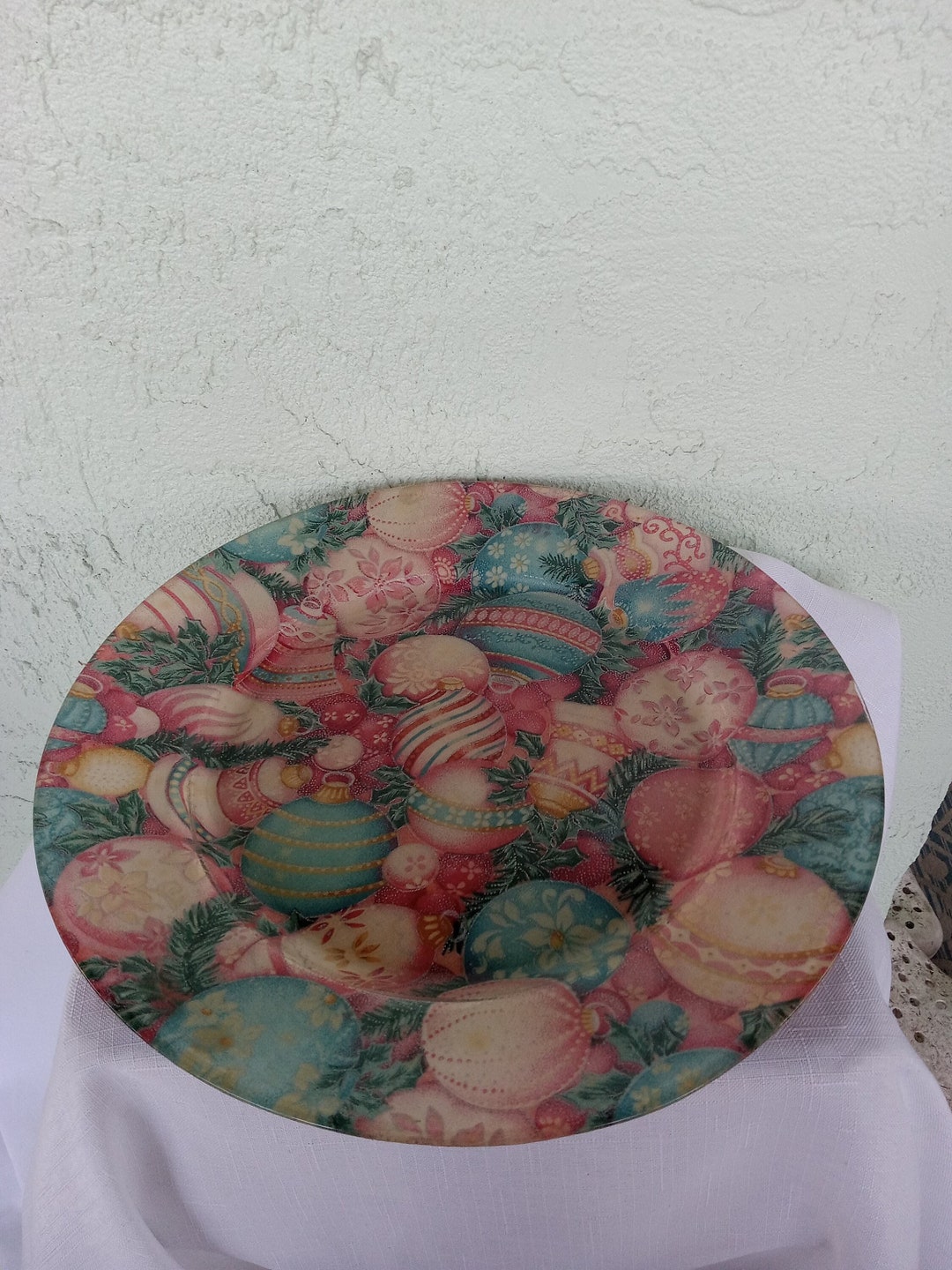 Vintage Glass Christmas Platechristmas Serving Etsy