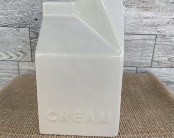 Vintage Pier 1 Creamer-Milk Carton Creamer-Stoneware Carton Creamer-Rare Find-Dishwasher Safe-Vintage Kitchen-Retro Kitchen-Pier 1 Creamer