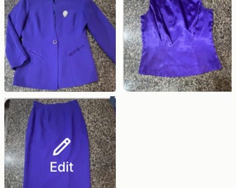 Night Studio New York Purple Blazer and Satin Shell Top Set Size 10 Rhinestone