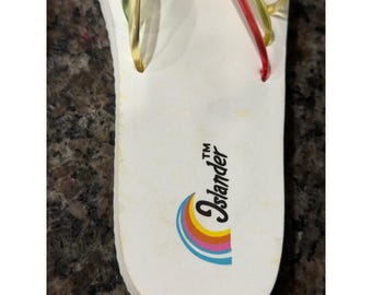 Sandali Islander Vintage Rainbow Jelly Strap Platform con zeppa, ciabatte in schiuma bianca, 9,5 pollici