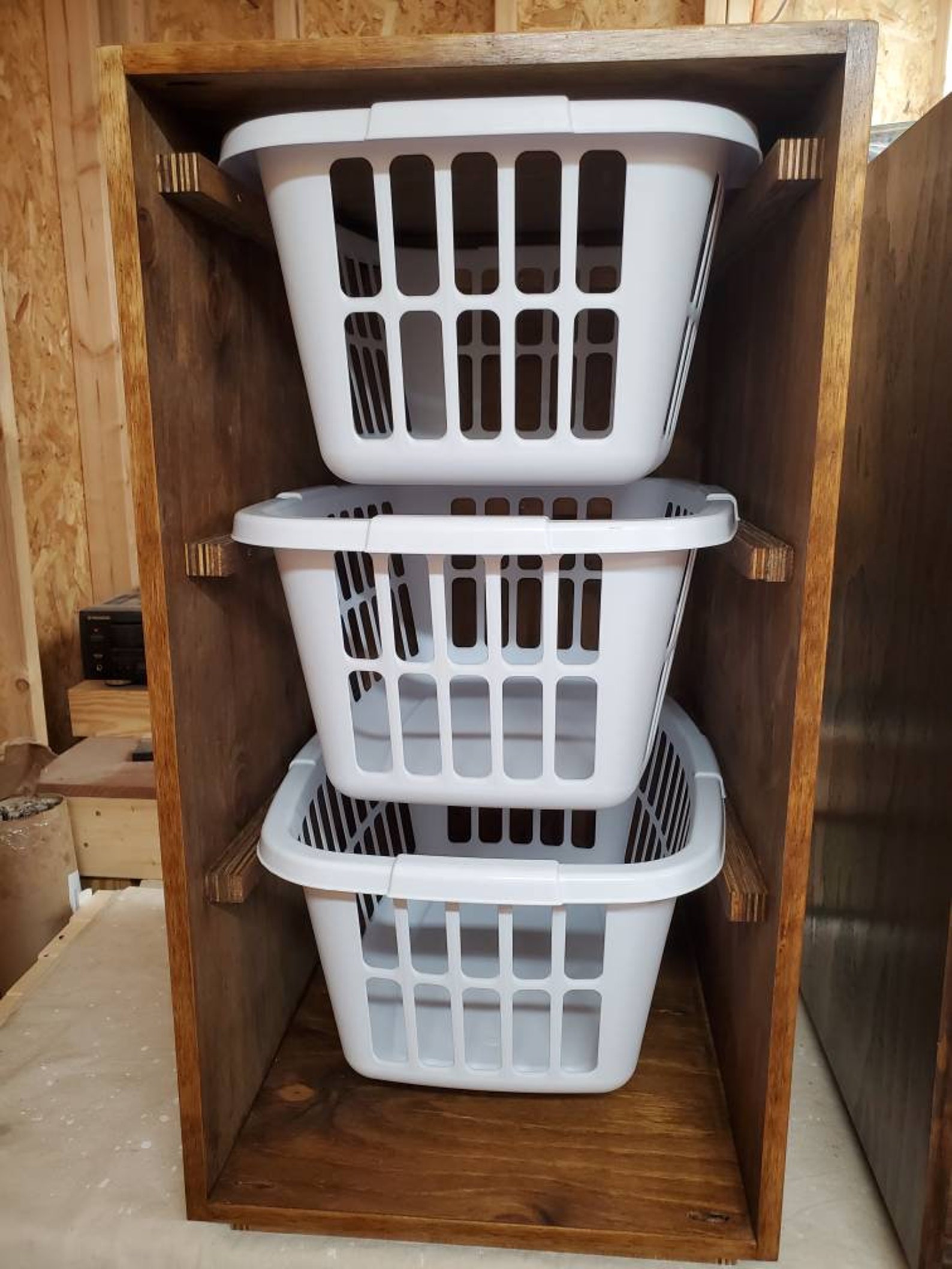 3 Tier Wooden Basket Holder Etsy