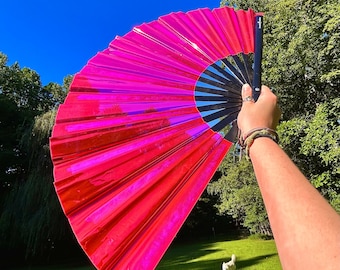 Holographic Rave Fan | Hand Fan | Barbie Gifts | Iridescent Fan | Rave Accessories | Clack Fan | Valentine's Gift for Her | Vday Gift