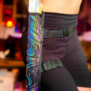 Reflective Hand Fan Holster | Holographic Fan Holder | Rave Fan Holder | Rave Fan Sheathe | Fan Holster | Large Hand Fan Holder | Y2K Rave