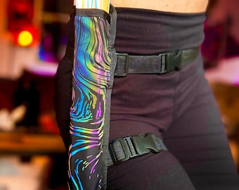 Funda reflectante para abanico de mano / Soporte holográfico para abanico / Soporte para abanico rave / Funda para abanico rave / Funda para abanico / Soporte grande para abanico de mano / Y2K Rave