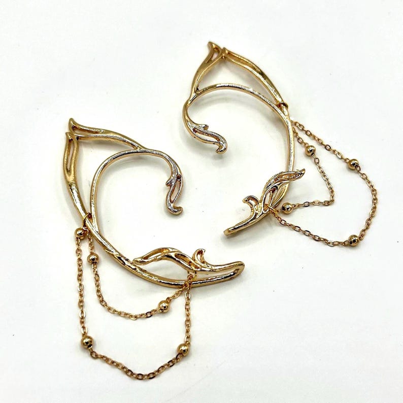 Everwind Elf Ears | Elf Ear Cuffs | Renaissance Festival | Elf Cosplay | Fairycore Jewelry | Ren Faire Outfit | Elven Wedding Jewelry Gold