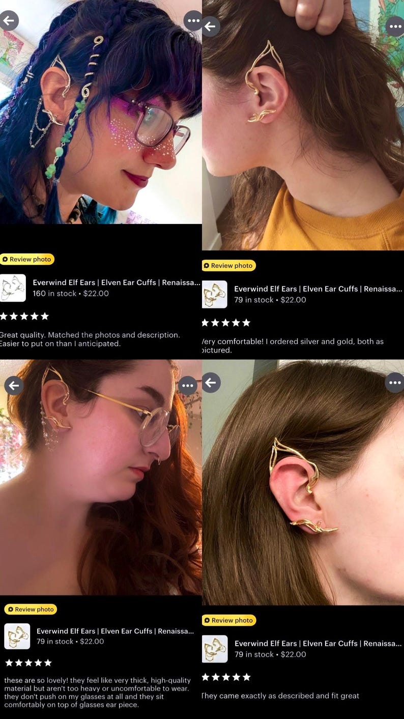 Everwind Elf Ears | Elf Ear Cuffs | Renaissance Festival | Elf Cosplay | Fairycore Jewelry | Ren Faire Outfit | Elven Wedding Jewelry image 3