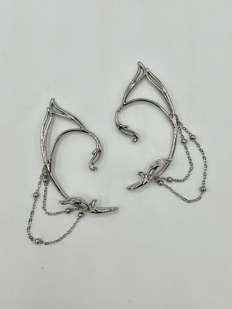 Everwind Elf Ears | Elf Ear Cuffs | Renaissance Festival | Elf Cosplay | Fairycore Jewelry | Ren Faire Outfit | Elven Wedding Jewelry Silver