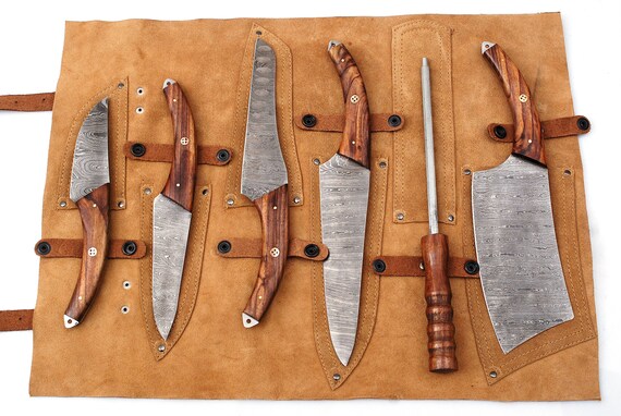 6 Pcs Handmade Damascus Kitchen Knife Set Chef's Knife Set