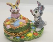 Easter Bunnies with Removable Egg Limoges Box