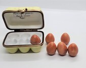 Egg carton w Brown Eggs Limoges Box