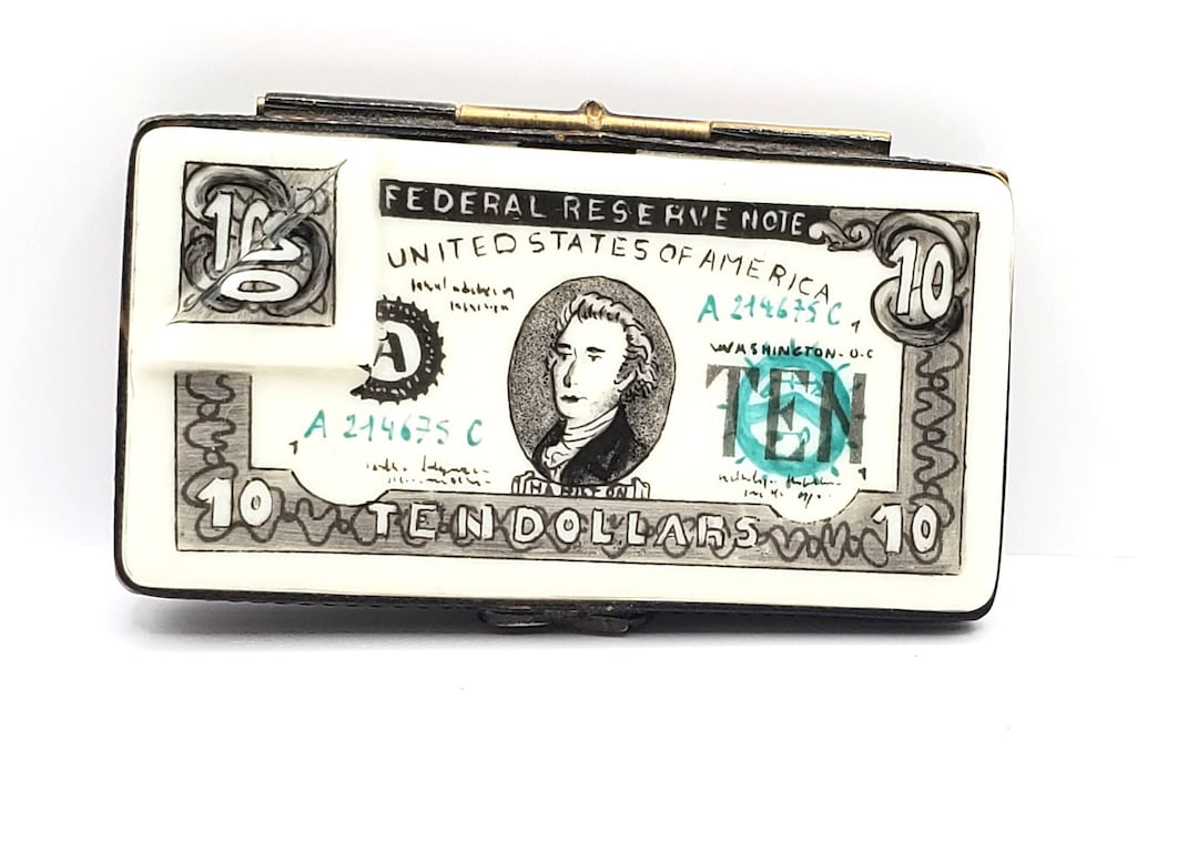 Vintage Stack of 10's Bills Money Limoges Box rochard Etsy