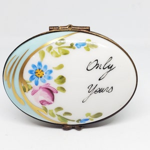 Floral &quot;Only Yours&quot; Oval Limoges Box