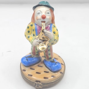 Saxophone Playing Clown Limoges Box