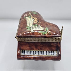 Mahogany Piano w/ Sheet Music Limoges Box
