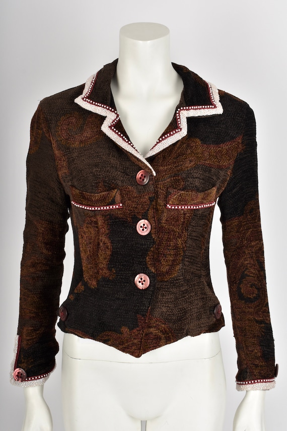 VOYAGE vintage 1990s embellished paisley velvet ja