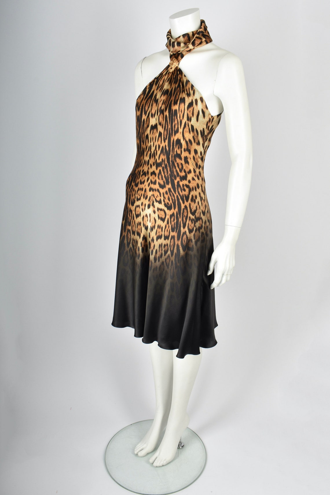 ROBERTO CAVALLI 2000s leopard print silk dress L Beautiful | Etsy
