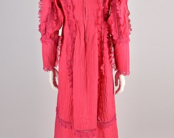VINTAGE 70s Bright Pink Mexican Dress L - Etsy