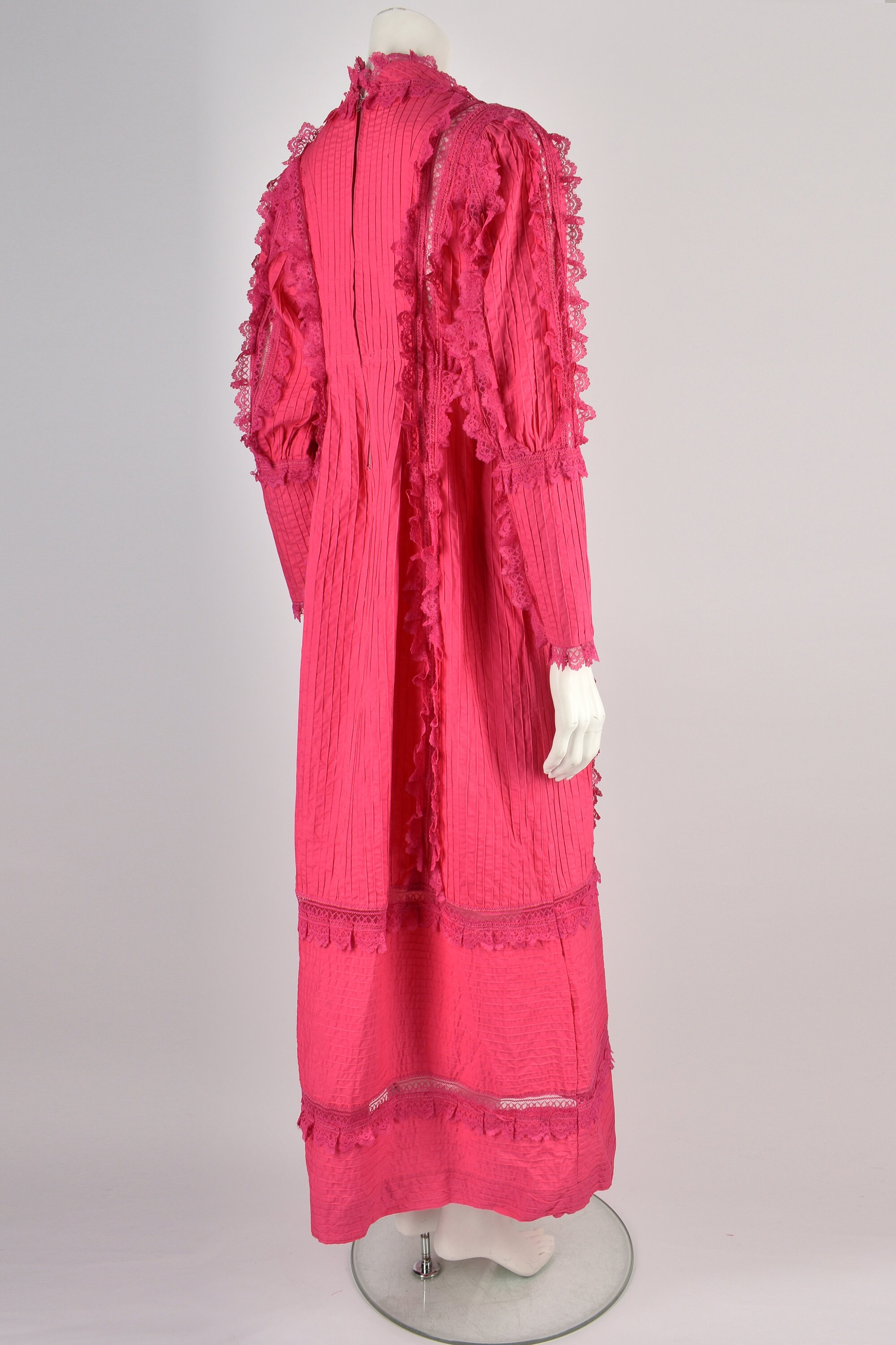 VINTAGE 70s Bright Pink Mexican Dress L - Etsy