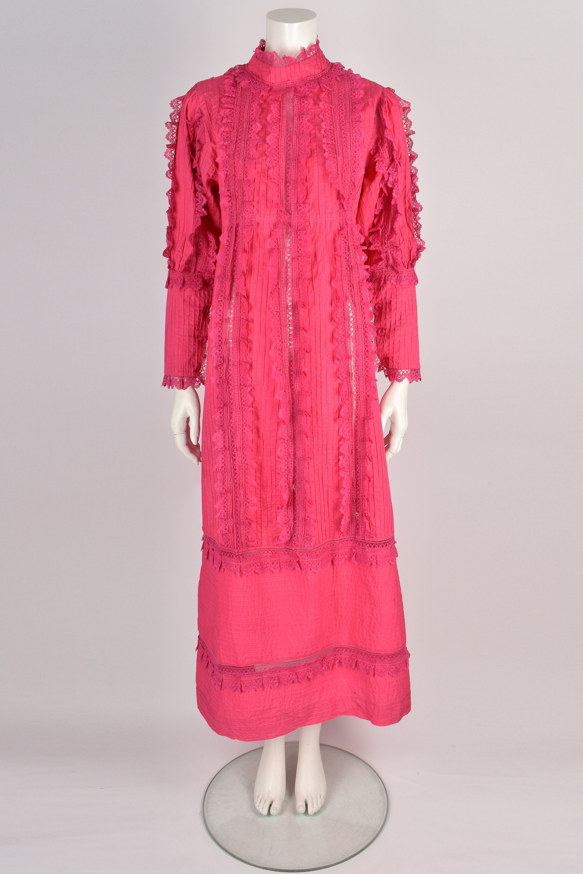 VINTAGE 70s Bright Pink Mexican Dress L - Etsy Canada