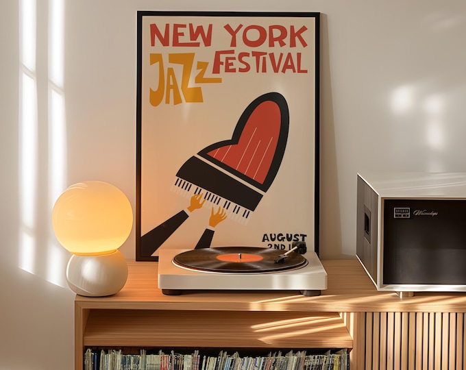 New York Jazz Festival Poster | Concert Poster | Typography Print | Mid Century Modern | Minimal Vintage Art Print | Retro Poster Print