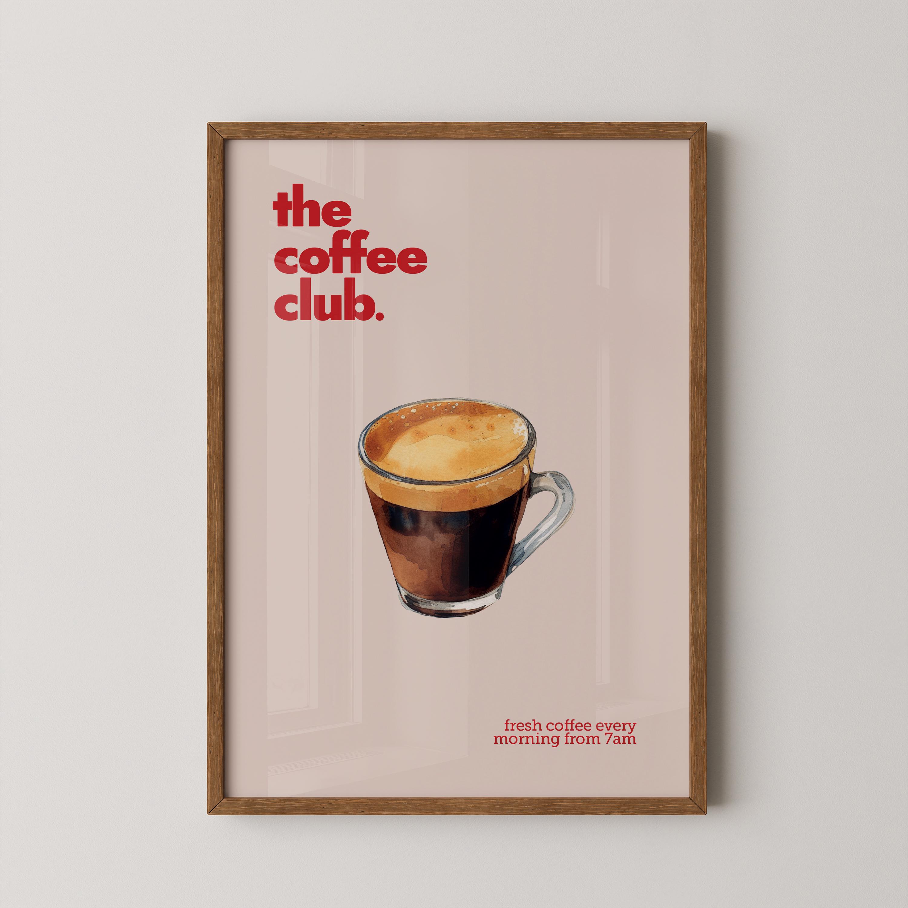 The coffee club print | Retro Art Decor | Kitchen Print | Coffee art