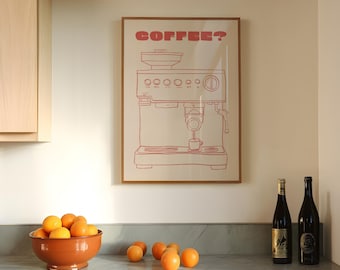 Coffee? Print | Coffee art | Coffee club | Coffee gift | Coffee poster | Coffee print | Flat white