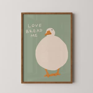 Love Bread Me-print | Grappige print | Eendprint | Kunst aan de muur | Galerijmuur