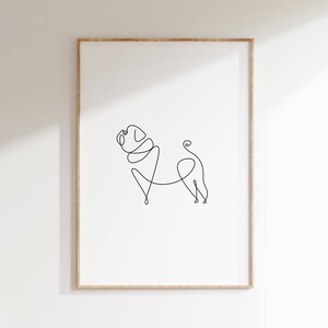 Dessin au trait Carlin | Carlin | Chien | Art mural minimaliste | Imprimé scandinave | Impression d'affiche minimale | Croquis